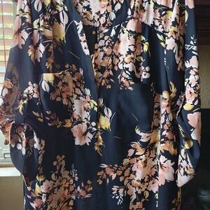 Torrid Black and Pink Floral Blouse